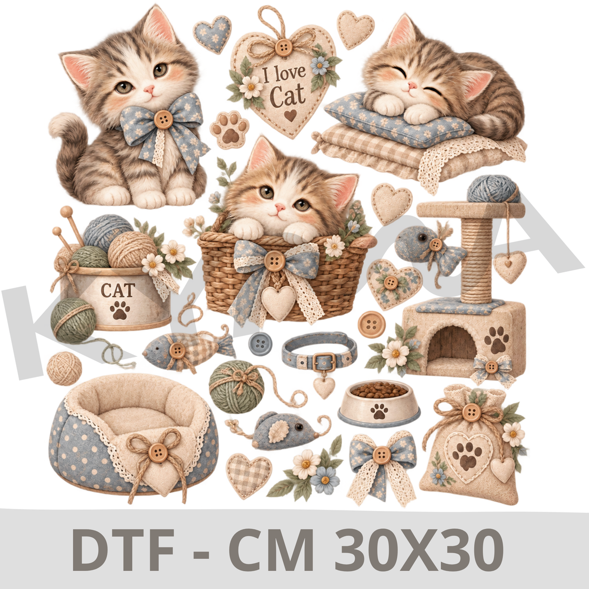 Gato Vintage – DTF 30x30 cm