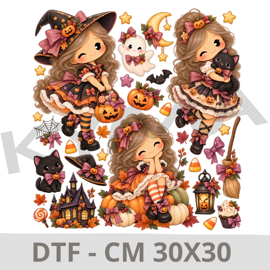 Brujita Halloween – DTF 30x30 cm