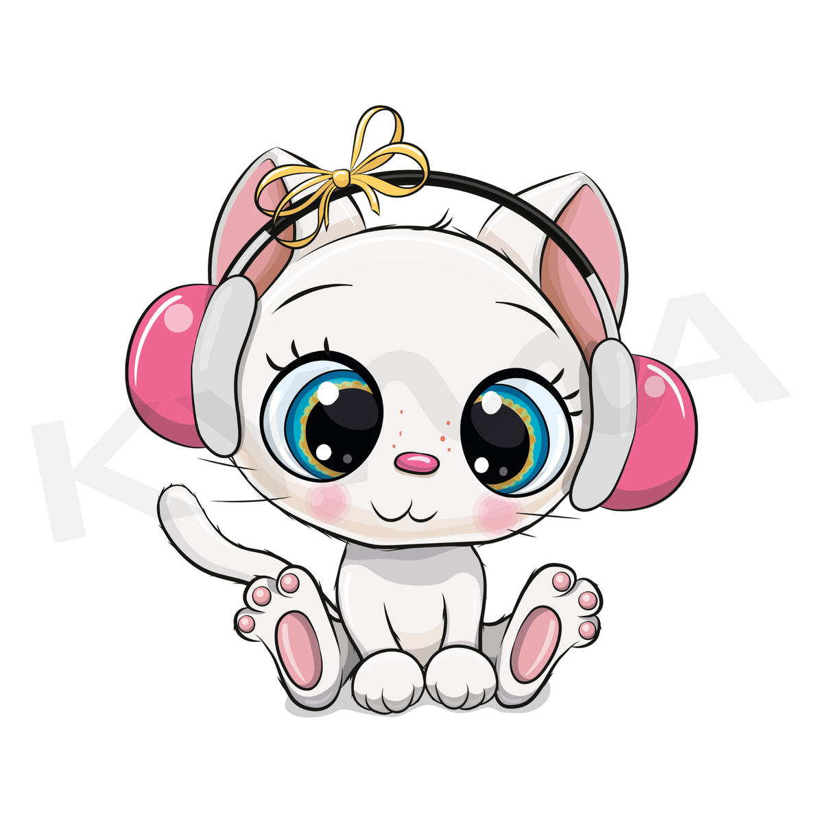 Gatita con Auriculares DTF