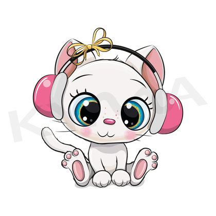 Gatita con Auriculares DTF