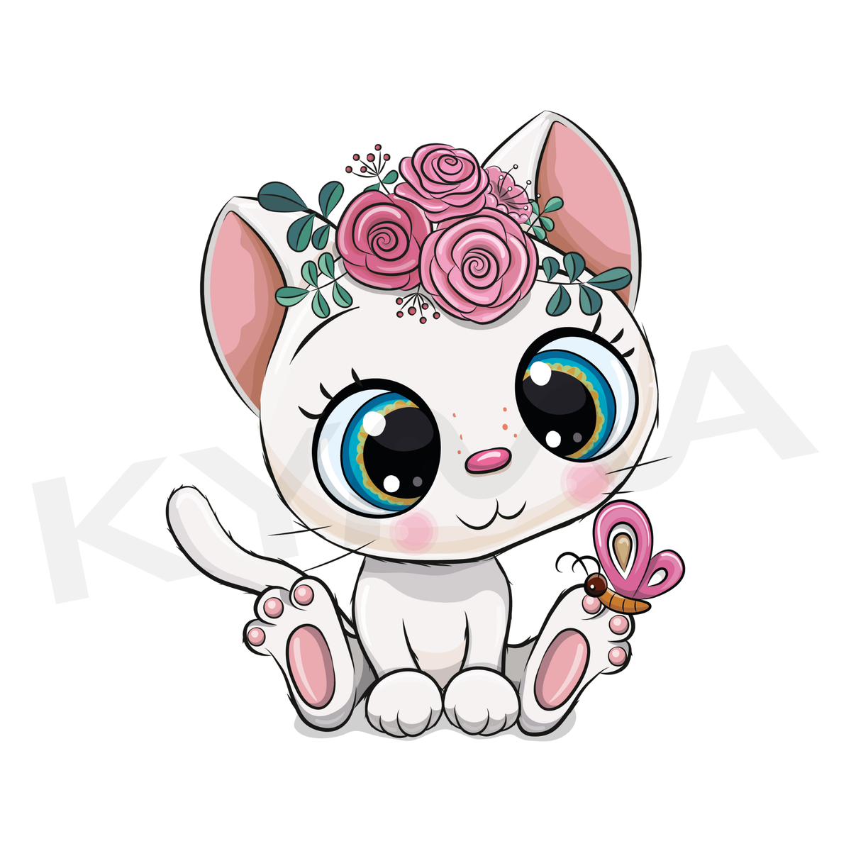 Gatita con Flores DTF