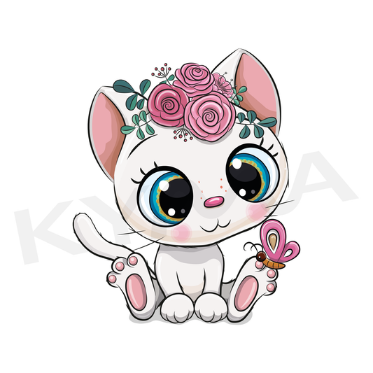 Gatita con Flores DTF